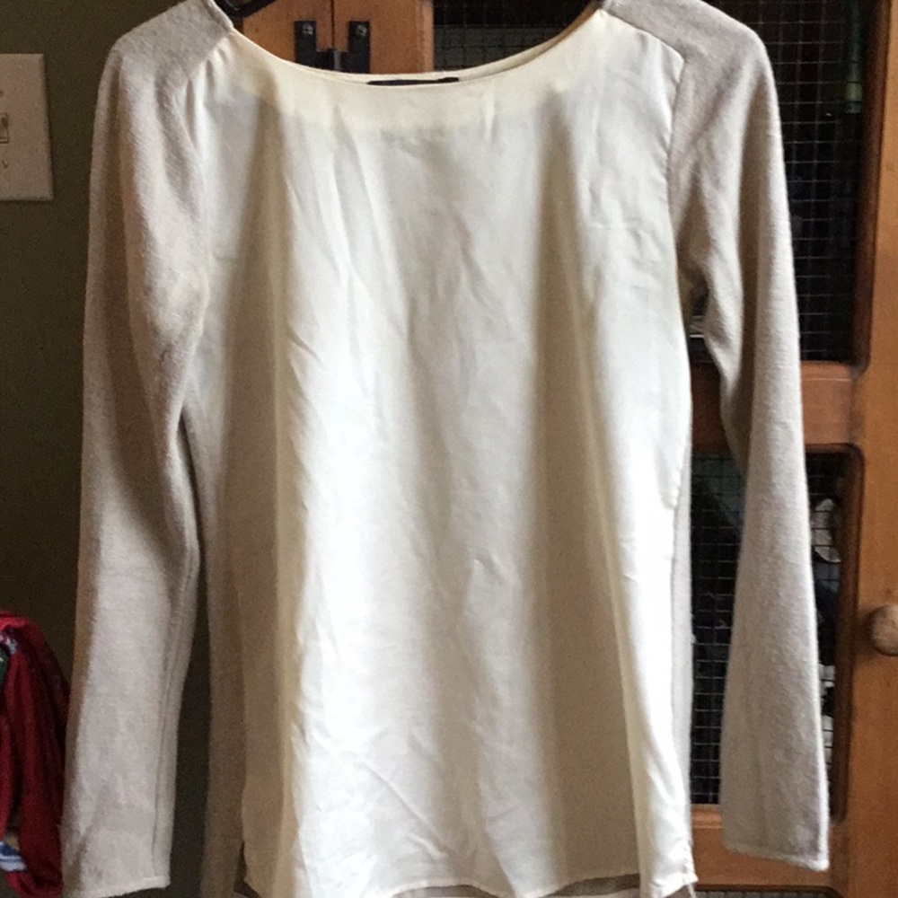 Beige silky and cotton top
